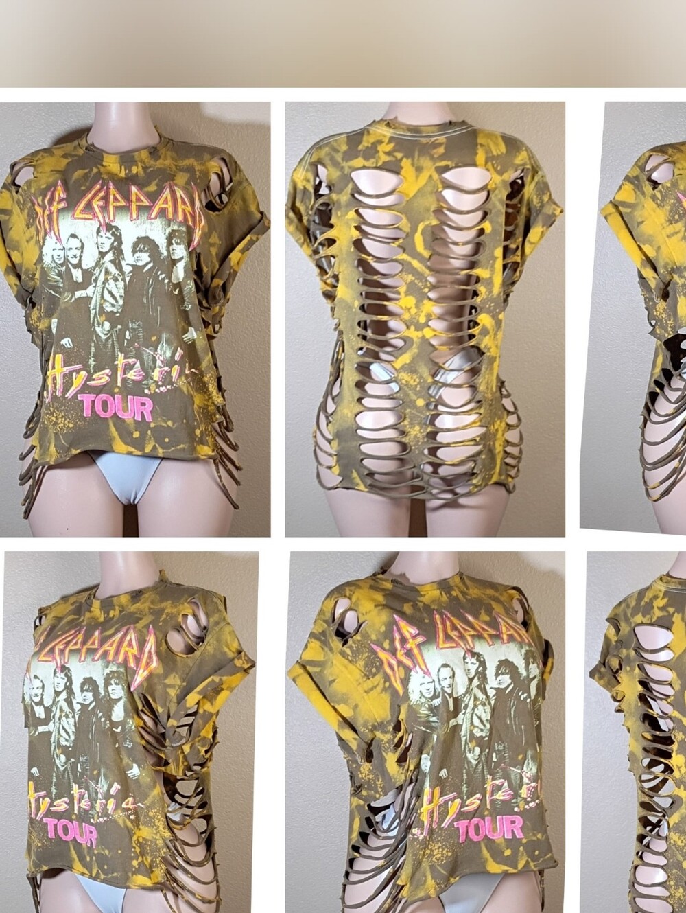 Def Leppard Custom Tie-Dye Shredded Tour Graphic Tee